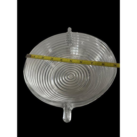 Vintage 1938-43 Anchor Hocking clear Manhattan large handled salad bowl FLAW - Picture 8 of 9